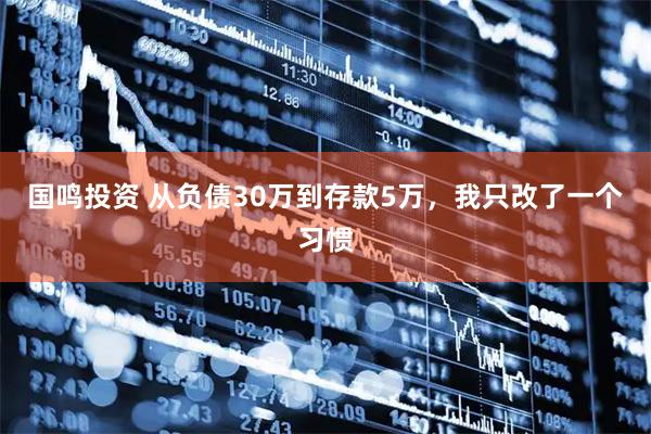 国鸣投资 从负债30万到存款5万，我只改了一个习惯