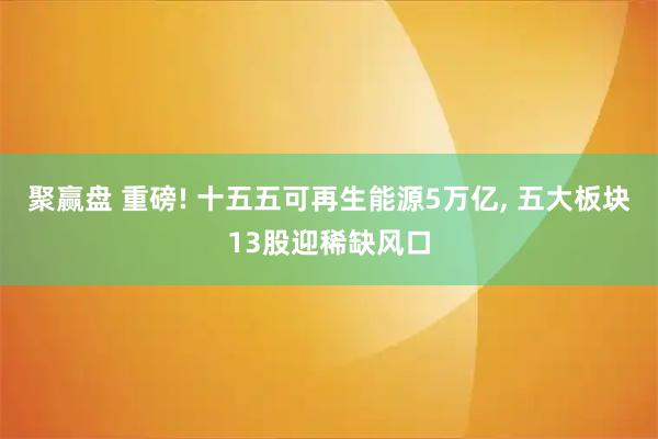 聚赢盘 重磅! 十五五可再生能源5万亿, 五大板块13股迎稀缺风口